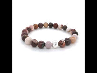 Mookaite 8 mm Beads Silver Bracelet
