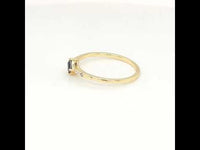 Yellow Gold Plated Silver Ring with Black CZ
