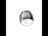 Hand Crafted Enamel Dome Silver Ring Purple