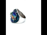 Hand Crafted Enamel Bat Silver Ring