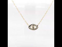 Gold Plated Sterling Silver CZ and Pearl Evil Eye Necklace