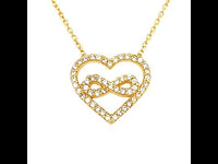 Infinity Love Heart Silver Necklace Yellow Gold