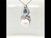 Freshwater Pearl with London Blue Topaz Silver Pendant