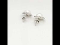 FW Pearl on CZ Sterling Silver Stud