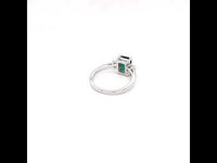 Emerald Green Coloured CZ Baguette Cut Ring