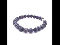 Amethyst 8 mm Beads Silver Bracelet