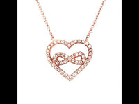 Infinity Love Heart Silver Necklace Rose Gold