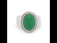 Green Onyx and CZ Sterling Silver Ring