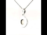 Round Rainbow Moonstone Pendant in Silver