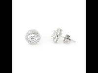 Rhodium Plated Sterling Silver CZ Stud