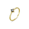 Yellow Gold Plated Silver Ring with Black CZ