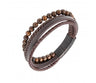 Multi Strap Leather Bracelet with Brown Beads