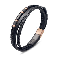 Multi Strand Leather Bracelet Rose Gold