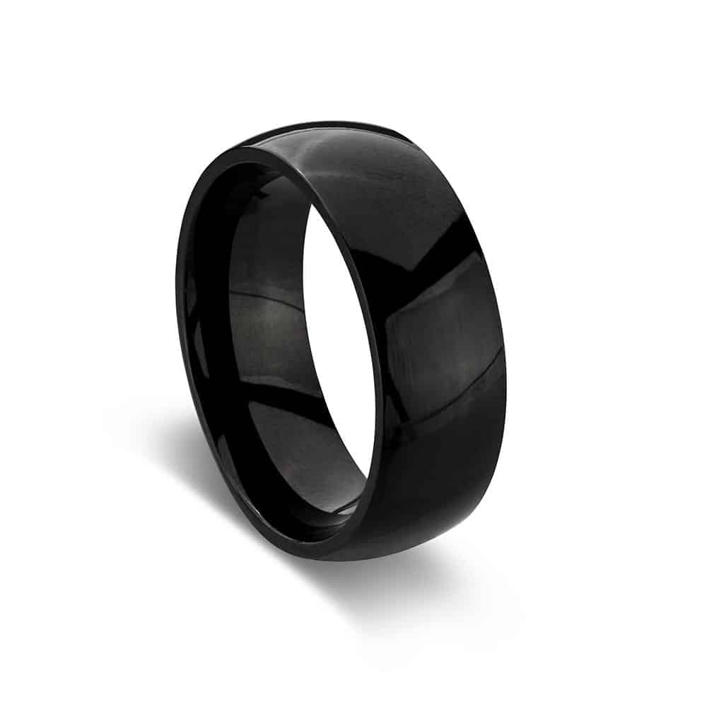 High Polished Plain Black Stainless Steel Ring
