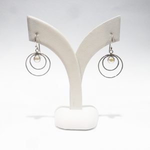 Sterling Silver & Fresh Water Pearl Circle Earrings