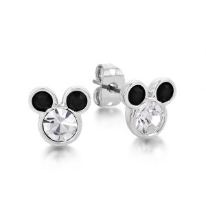 Disney Mickey Mouse Crystal Stud Earrings Black Ear