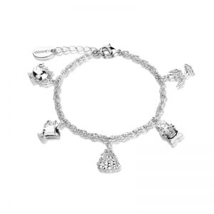 Beauty and the Beast Charm Bracelet White Gold
