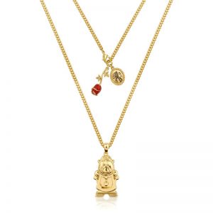 Beauty and the Beast Cogsworth Necklace Yellow Gold