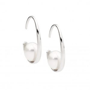 Fresh Water Pearl Rhodium Plated Silver Earrings