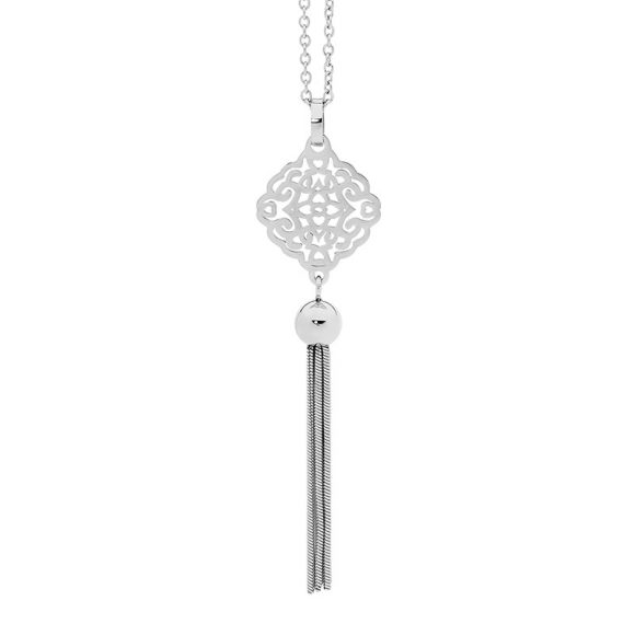 Cut Out Stainless Steel Pendant with Tassel