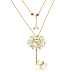 Princess Snow White Key Necklace Yellow Gold