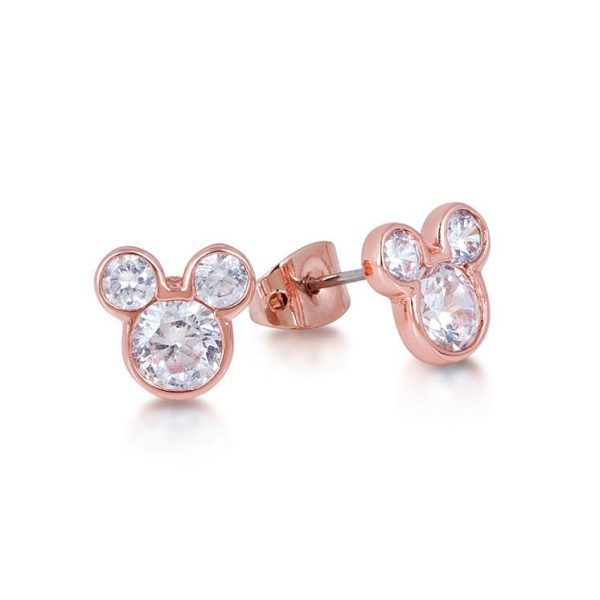 Disney Mickey Mouse Crystal Stud Earrings Rose Gold