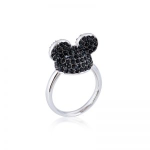Mickey Mouse Ear Hat Ring Black & Silver