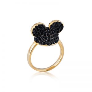 Mickey Mouse Ear Hat Ring Black & Gold