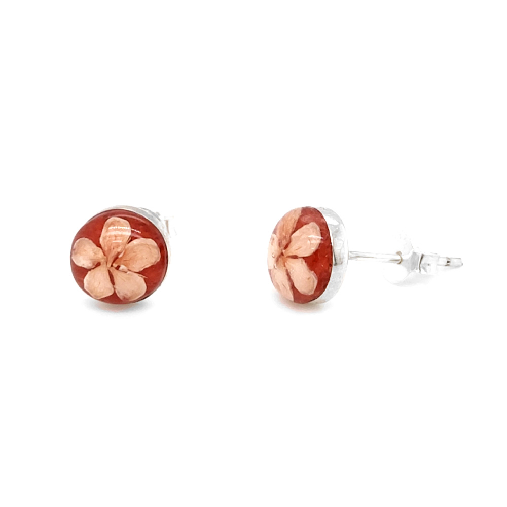 Petite Red Coral Stud Earrings