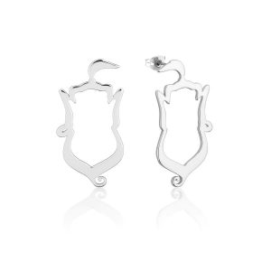 Aladdin Genie Outline Earrings White Gold