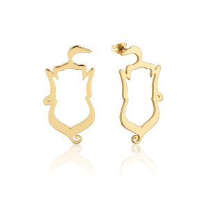 Aladdin Genie Outline Earrings Yellow Gold