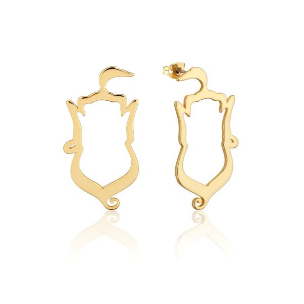 Aladdin Genie Outline Earrings Yellow Gold