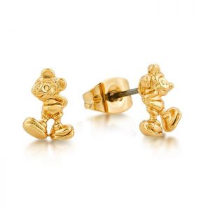 Mickey Mouse Small Stud Earrings Yellow Gold