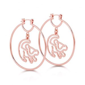 The Lion King Simba Out Line Earrings Rose Gold