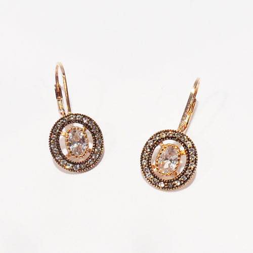 Rose Gold Plated Silver Crystal Oval Shape
