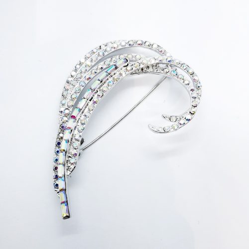 AB Crystal Brooch White Gold