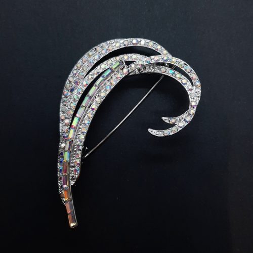 AB Crystal Brooch White Gold