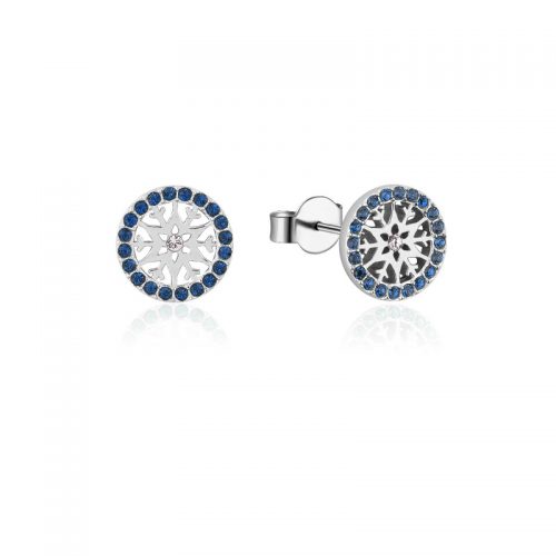 Frozen Snowflake September Birthstone Crystal Stud Earrings Sterling Silver Couture Kingdom