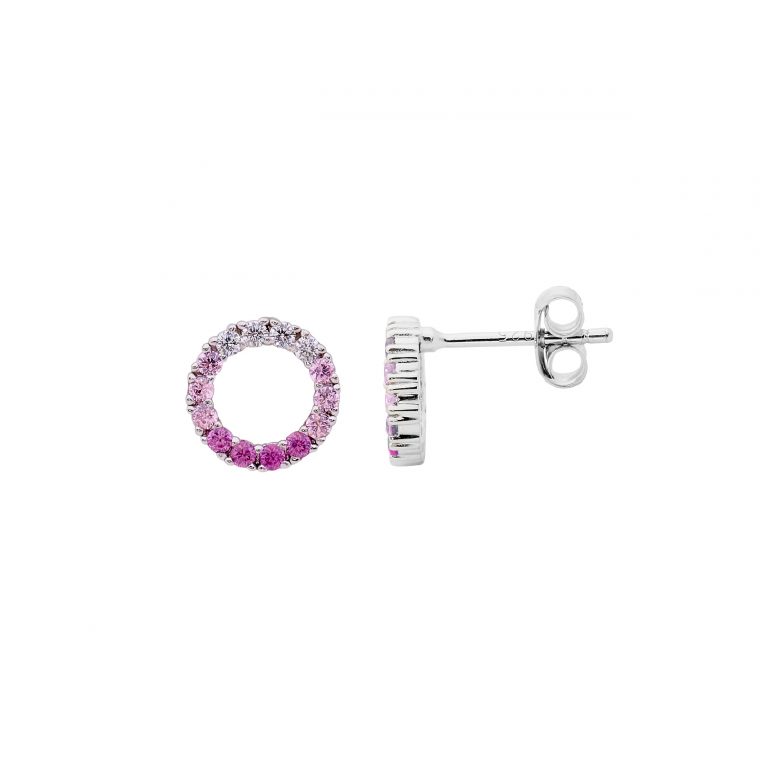 Pink Colour Gradation Silver Stud Earrings | Asha Jewelry