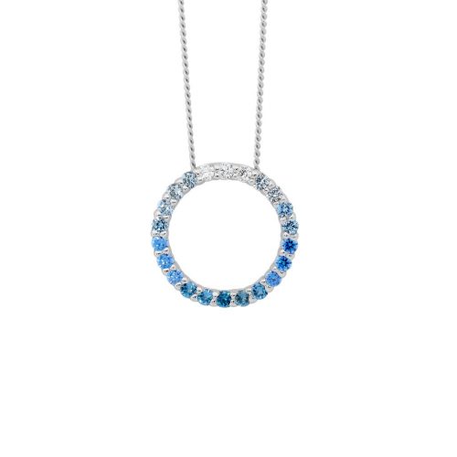 P835BL Blue Colour Silver Necklace