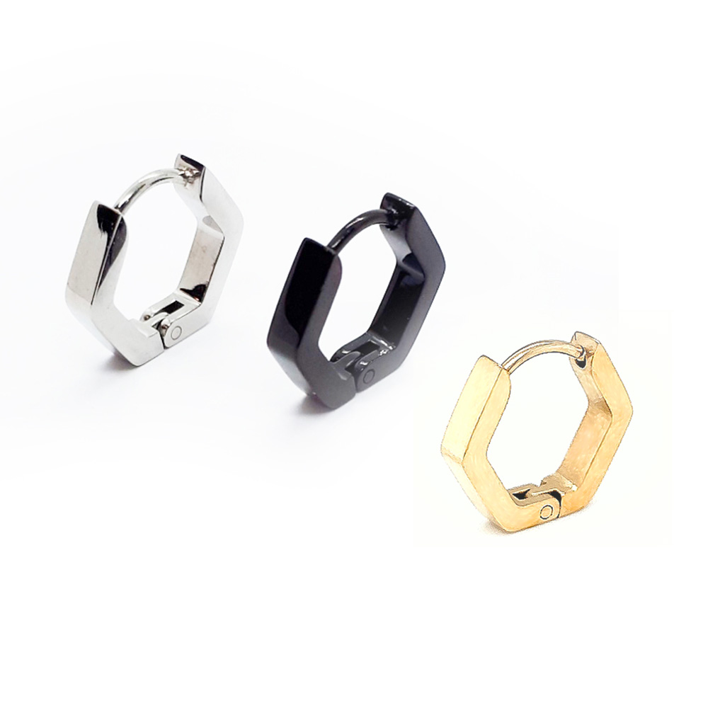 Stainless Steel Hexagon Hinge Style Single Earring