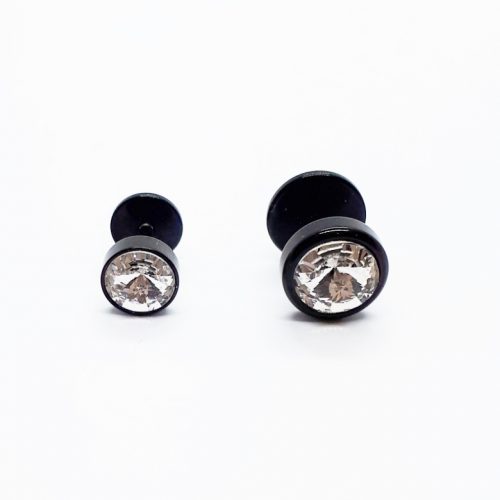 Stainless Steel Crystal Single Earring Black