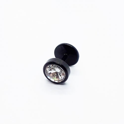 Stainless Steel Crystal Single Earring Black