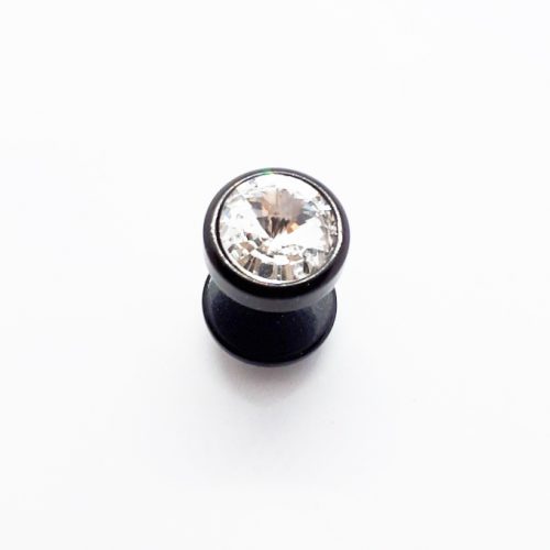 Stainless Steel Crystal Single Earring Black