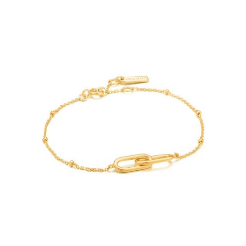 Gold Beaded Chain Link Bracelet