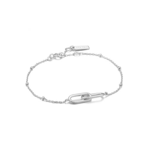 Silver Beaded Chain Link Bracelet