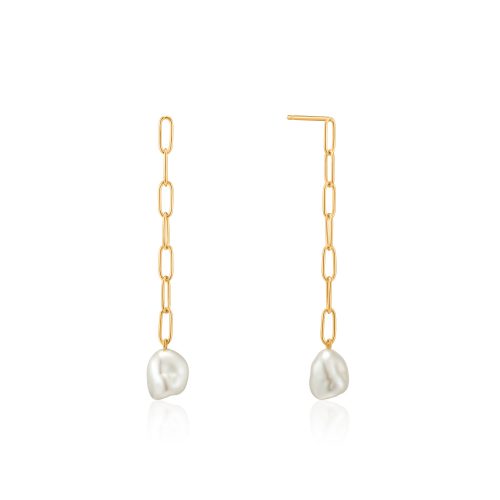 Gold Pearl Chunky Drop Earrings