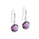 Amethyst Colour Crystal Stainless Steel Earrings Round