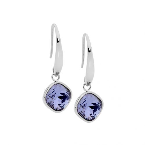 Amethyst Colour Crystal Stainless Steel Earrings