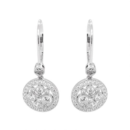 Rhodium Plated Silver Pebble Earrings